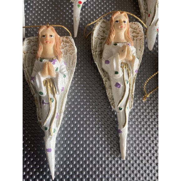 Vintage Plaster Angel Ornaments Set of 6 | Praying & Singing Angels 1990s - Picture 2 of 9